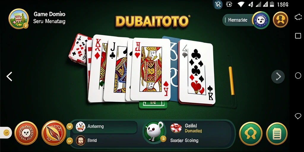 Tampilan gameplay seru dari DUBAITOTO dengan berbagai karakter domino.
