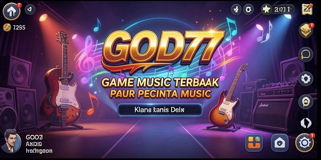 Tampilan gameplay <strong>GOD77</strong> dengan berbagai lagu dan kontrol yang responsif.