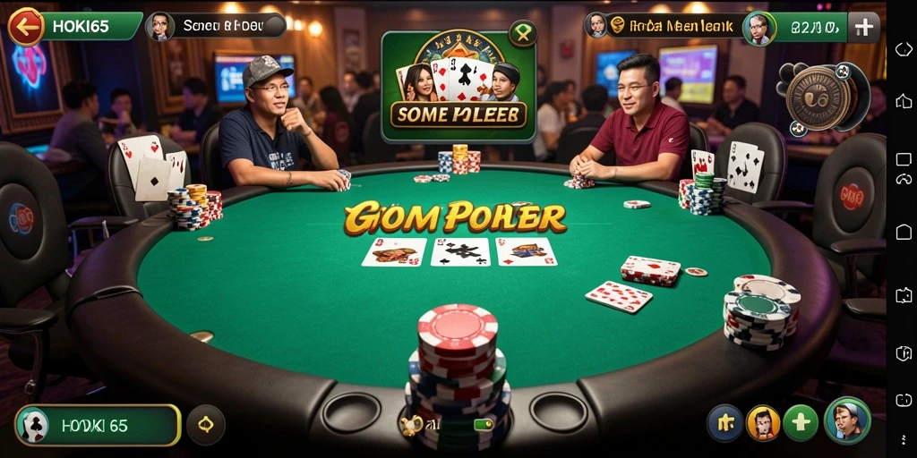 Tampilan gameplay HOKI65 yang mendebarkan di meja Poker.