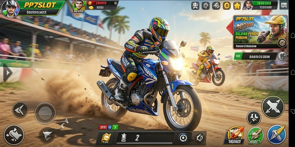 Gameplay seru dan mendebarkan dari PP7SLOT dengan balapan motor.
