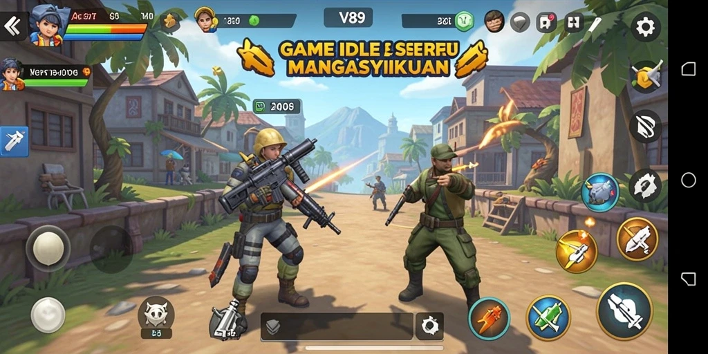Tampilan menarik dari gameplay V89 yang penuh warna dan karakter.